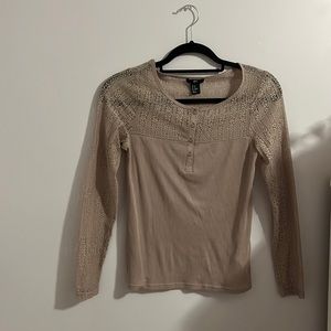 H&M pink full sleeve semi lace top